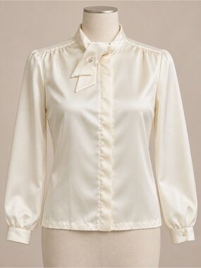 Vintage Inner Visions Ship’n Shore Ivory Tie Neck Blouse Size 12